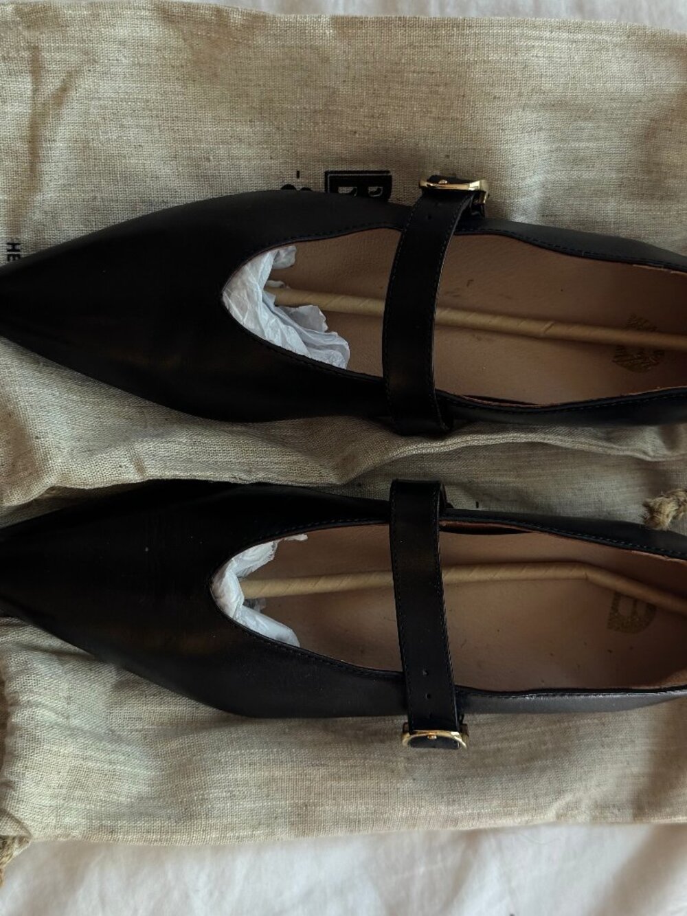 Bared Footwear Black Leather Mary Jane Flats EU 41 Worn Once